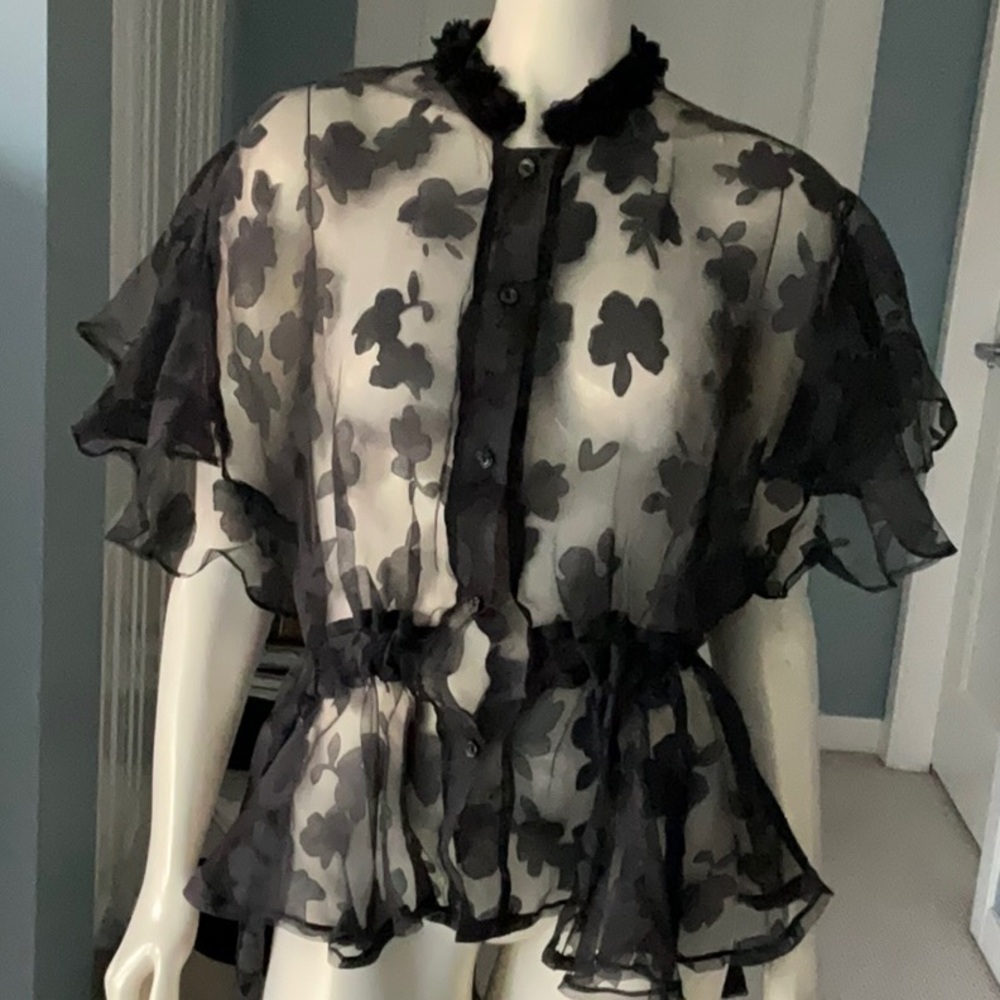 Vintage sheer top with rosette detail